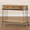 Baxton Studio Kellyn Vintage Oak Brown Finished Wood and Black Finished Metal 3-Drawer Console Table 177-11199-Zoro - alternate 10